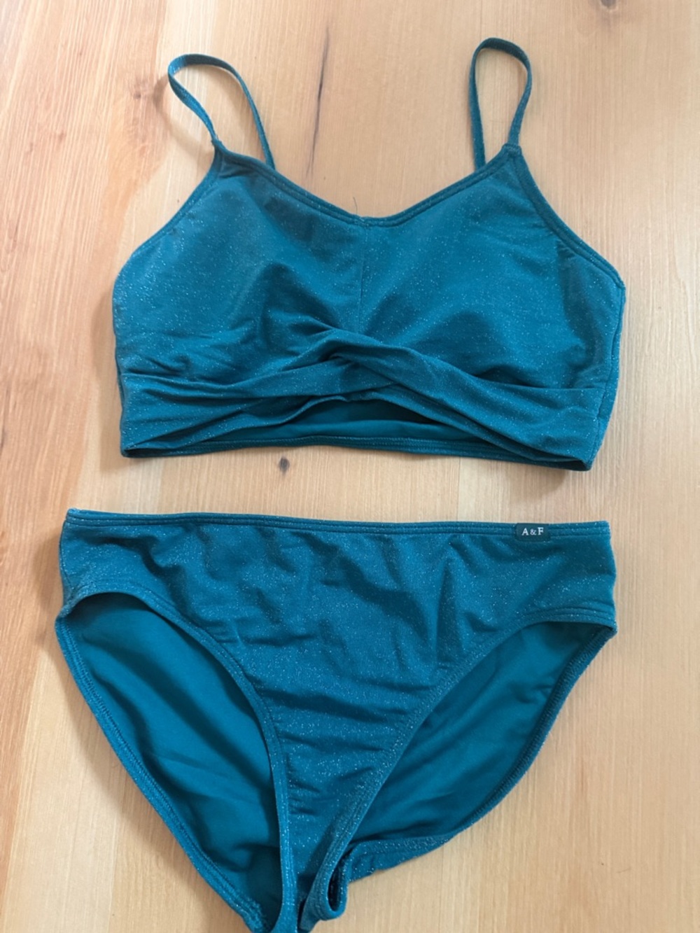 Abercrombie & Fitch Teal Shimmer Bralette Bikini Set
